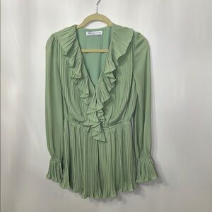 Endless Rose Green Ruffle Pleated Romper New without Tag